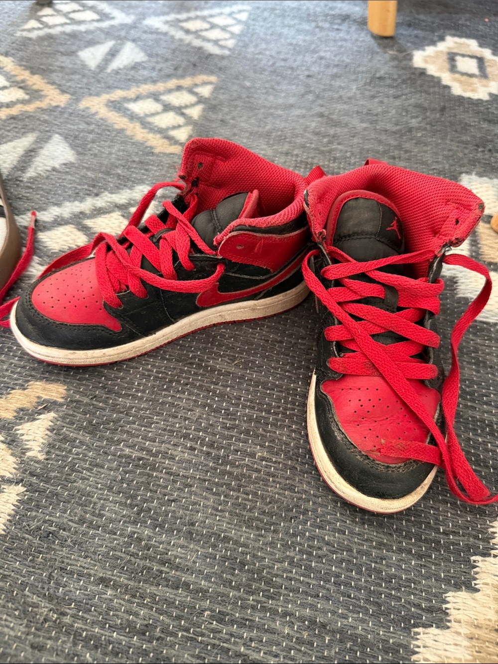 Nike Kids Red and Black Mid-Top Sneakers